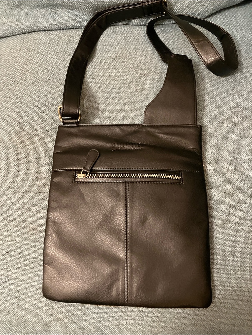 Herringbone Tweed Crossbody Bag with Black Leather Trim - Brown/Black - Picture 4 of 12